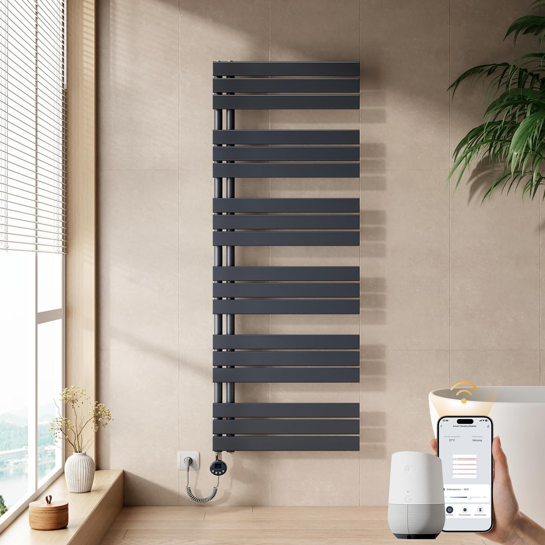 EMKE WiFi Handtuchheizkörper Elektrisch 1599x600 mm, Flach Badheizkörper Elektrisch, Elektrischer Ha
