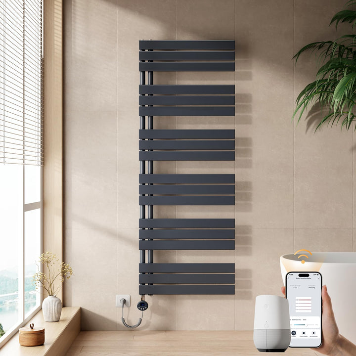 EMKE WiFi Handtuchheizkörper Elektrisch 1599x600 mm, Flach Badheizkörper Elektrisch, Elektrischer Ha