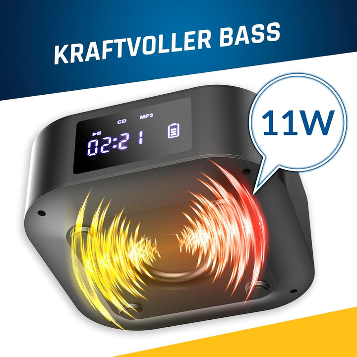 KLIM Boombox E1 Radio mit CD Player - BASS Boost mit Tieftöner - FM Radio, MP3, Bluetooth, AUX, USB
