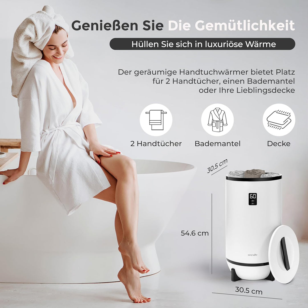 SereneLife Handtuchhalter Stehend Schwarz – Elektrischer Handtuchwärmer für 2 Handtücher Energiespar