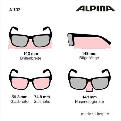 ALPINA A 107 - Verspiegelte und Bruchsichere Sonnenbrille Mit 100% UV-Schutz Für Erwachsene Black Ma