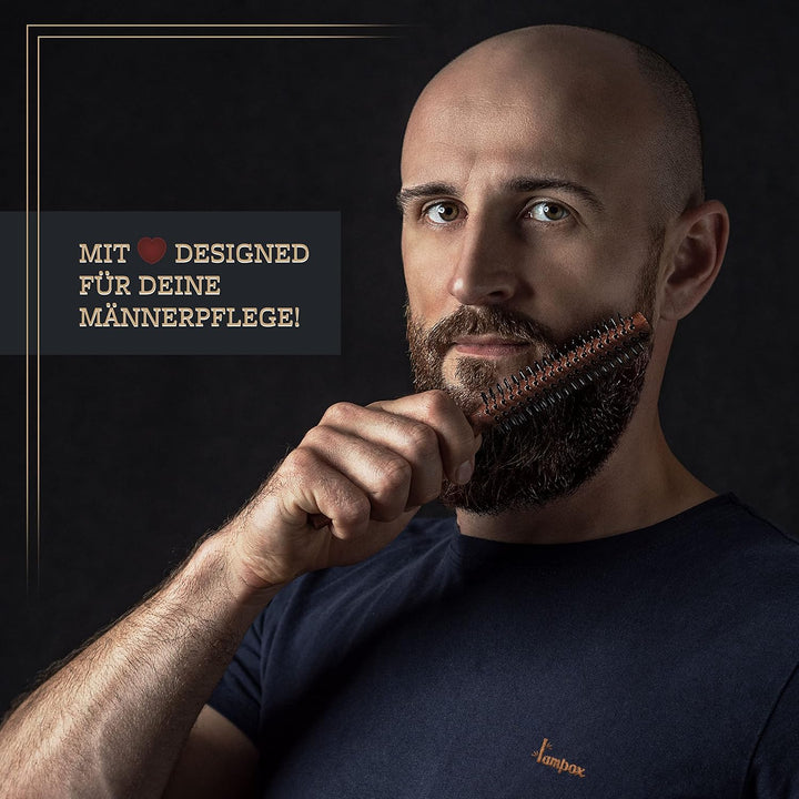 lampox Männer Bart-Rundbürste, Bartstyling, Bartbürste, Föhnbürste, Haarbürste für kurze Haare (S),