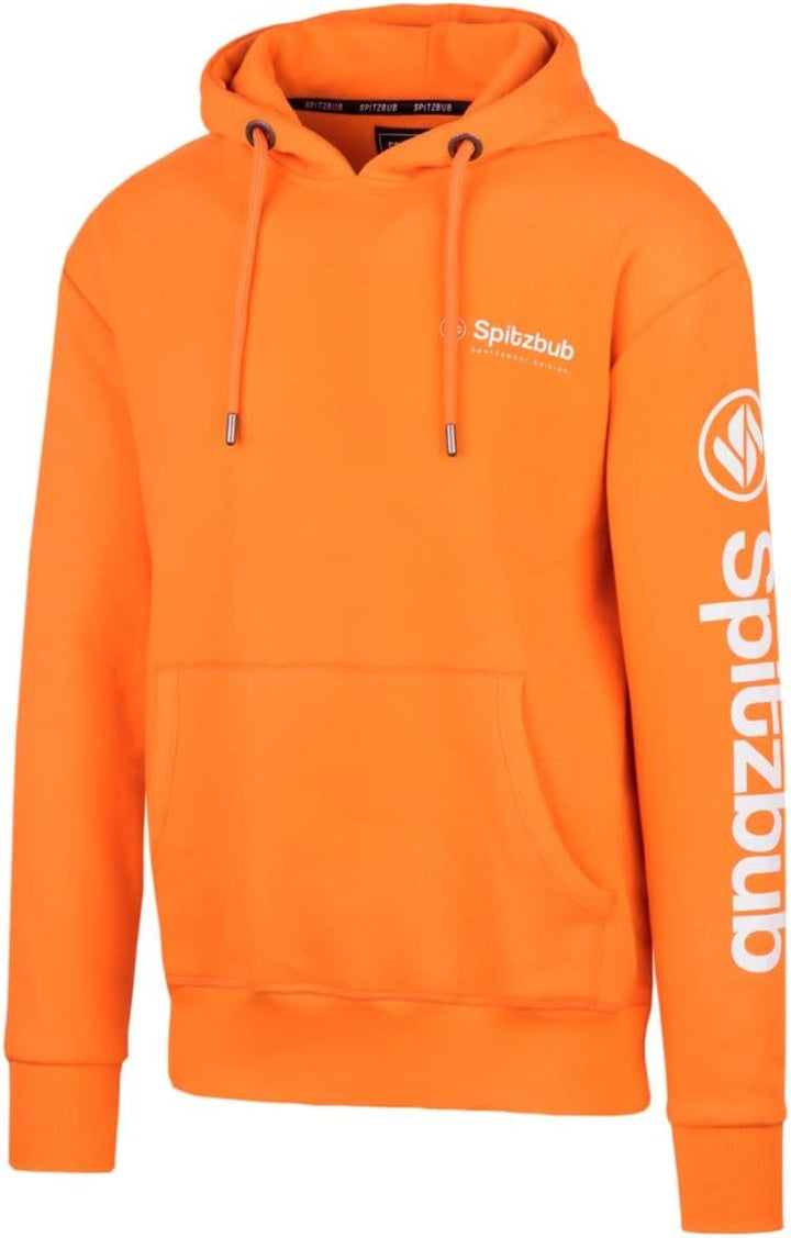 Spitzbub Herren Hoodie Pullover mit Kapuze Kapuzenpullover Sportshoodie mit Ärmelprint S Orange, S O