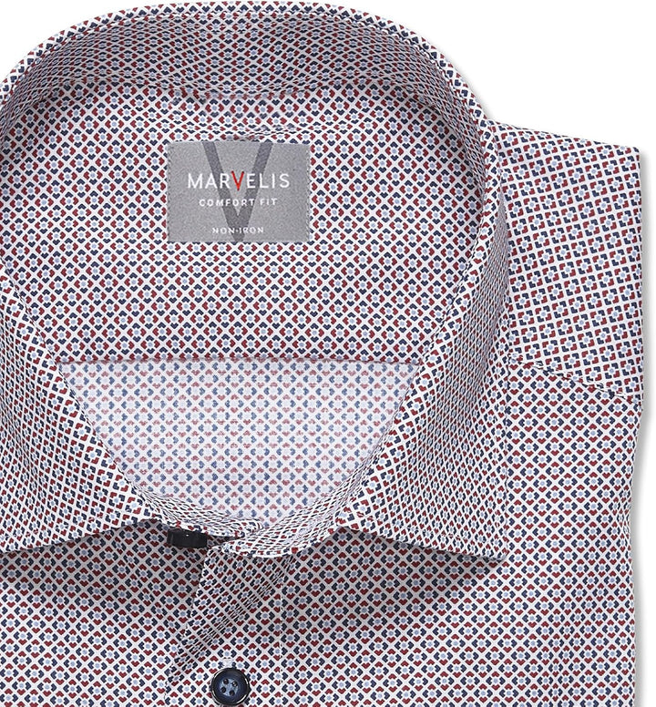 Marvelis Herren Businesshemd Langarm 703014,Rotationsdruck,Comfort fit,New Kent 39 Rot 35, 39 Rot 35