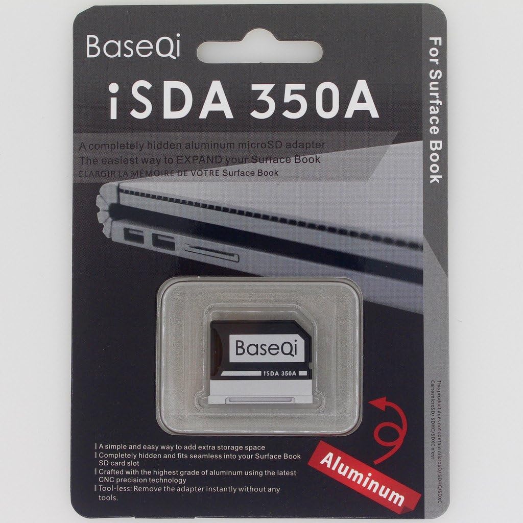 BASEQI Aluminum MicroSD Adapter for Microsoft Surface Book & Surface Book 2 (Surface Book & Surface