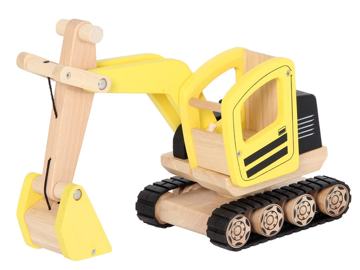 Bartl 112363 Pintoy Bagger aus Massivholz | Qualitatives Spielzeug für Kinder ab 3 Jahren, Bagger
