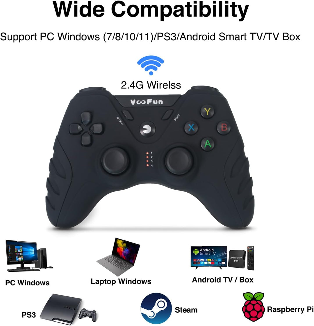 VooFun PC Controller, Wireless PS3 Controller PC Gamepad mit Dual-Vibration, Gaming Controller für P