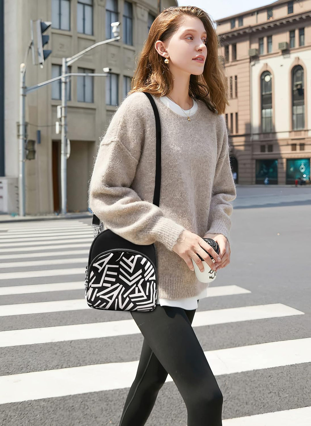 DIRRONA Damen Handtasche Lässiges Damen Umhängetasche Klein Rucksack Mode Drucken Schultertaschen Mu