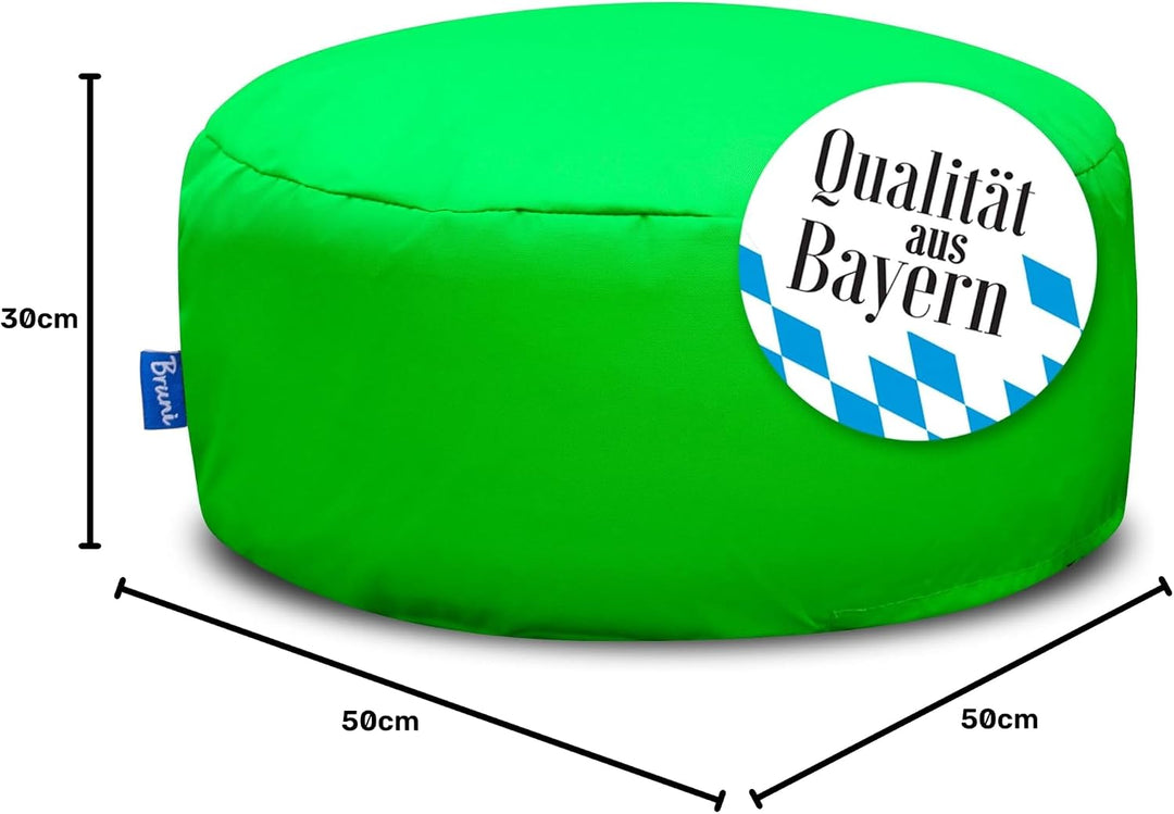 Bruni Pouf Sitzhocker M in Grün – runder Sitzpouf, Indoor und Outdoor als Fusshocker, Yoga-Sitzkisse