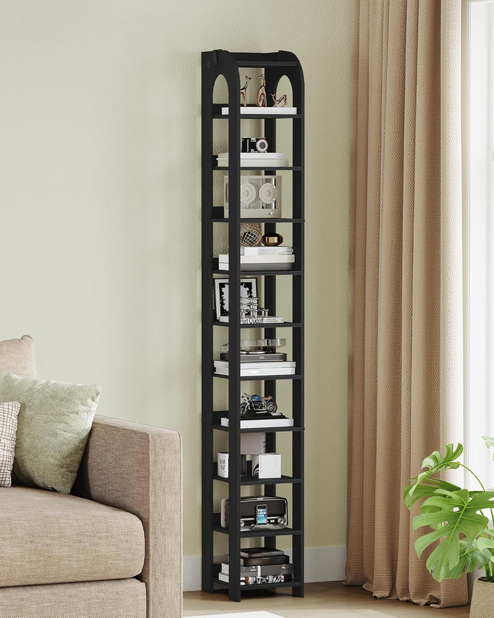 Hzuaneri Vertikales Schuhregal, 11 Ebenen Schmale Schuhregale, Holz-Schuh-Organizer für Schrank, Ein
