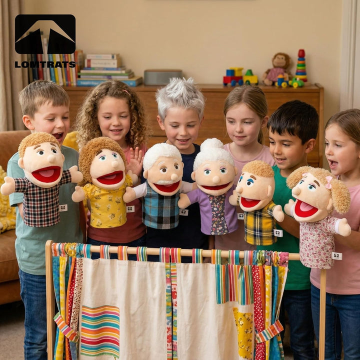 Familie Handpuppen für Kinder, beinhaltet Opa, Oma, Papa, Mama, Tochter, Sohn mit beweglichen offene