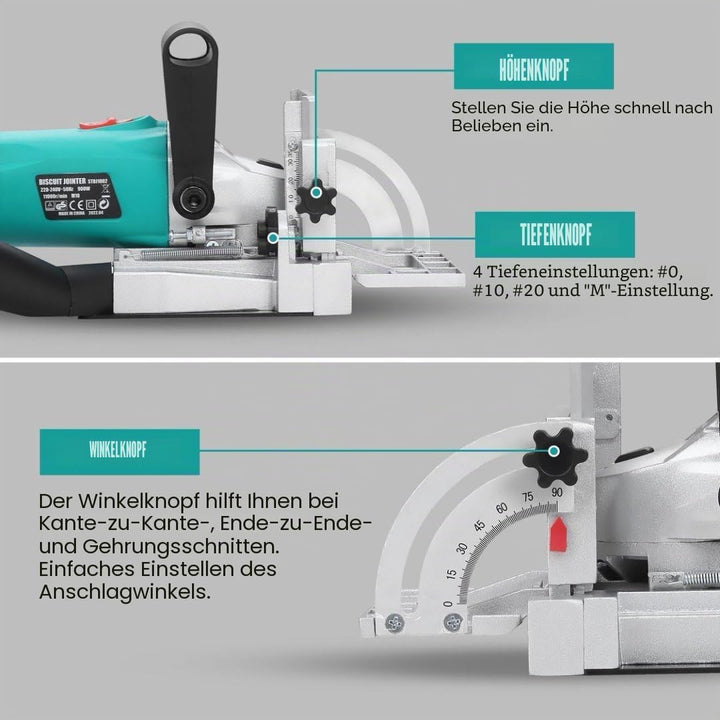 Flachdübelfräse 900 W STANEW, STBJ1002 Winkel- & höhenverstellbar,14 mm Frästiefe,11000 U/min, mit S