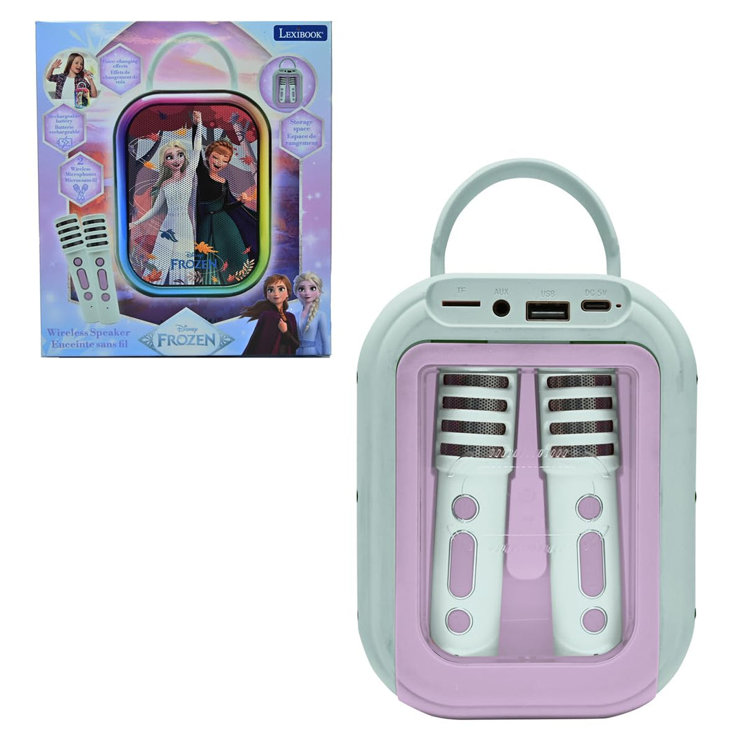 Lexibook, Disney Frozen, Bluetooth-Karaokemaschine mit 2 kabellosen Mikrofonen, integrierter wiedera