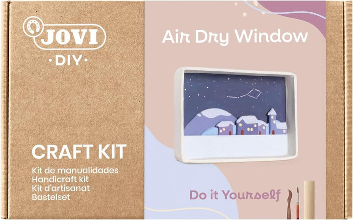 Jovi 2704 DIY Air Dry Window - Bastelset für eine Landschaft aus luftgetrocknetem Ton weiss + Farben
