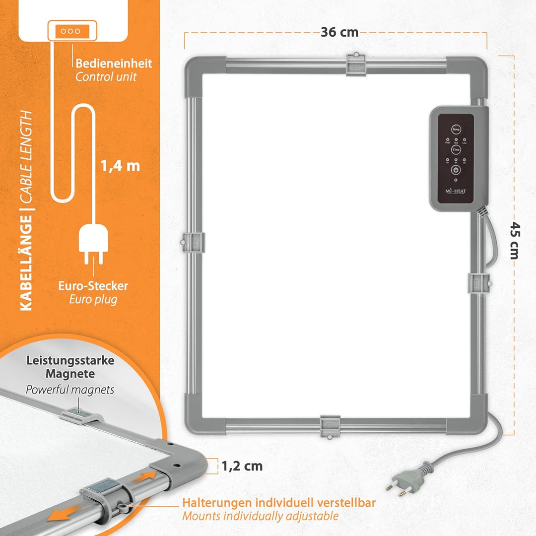 Infrarot Schreibtisch-Heizung 36x45cm Wärmeplatte 117W Arbeitsplatz Büro Home Office Kassen Empfangs