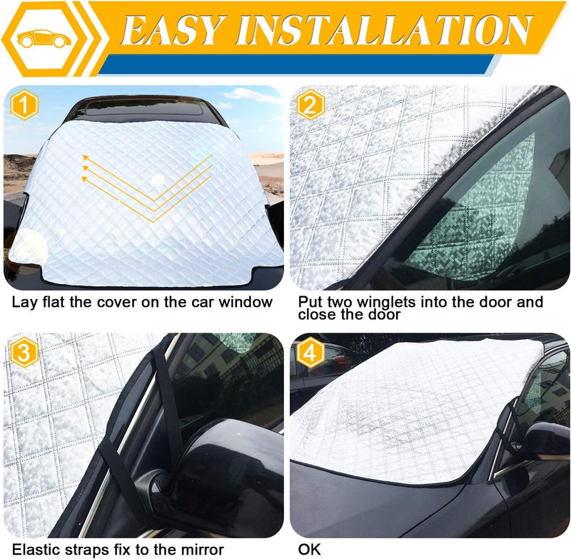 WIN.MAX Frontscheibenabdeckung Auto Scheibenabdeckung Faltbar Sonnenschutz Winter Windschutzscheiben