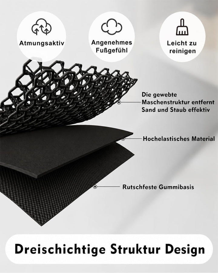 Fussmatte Aussen 43 x 76 cm, rutschfeste Silikon Schmutzfangmatte, Langlebig Fussabtreter Aussenbere