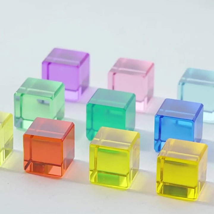 Regenbogen Jelly Blocks aus Acryl – Sensory Toys für Kinder, 16 Bunte Sensorik-Bauklötze ab 3 Jahren