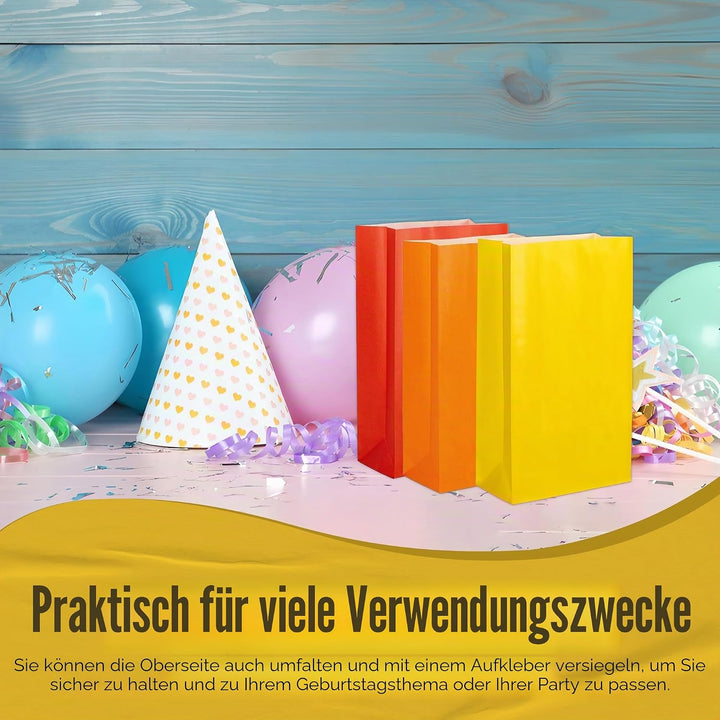 Thepaperbagstore 50 Rote Partytüten aus Papier – 14x24.5x7cm - Bunte Geschenktüten aus Papier für Ki