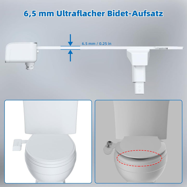 Hibbent Push-Button Bidet Toilettensitzaufsatz mit Nicht-elektrischer Doppeldüse, Einstellbarer Wass