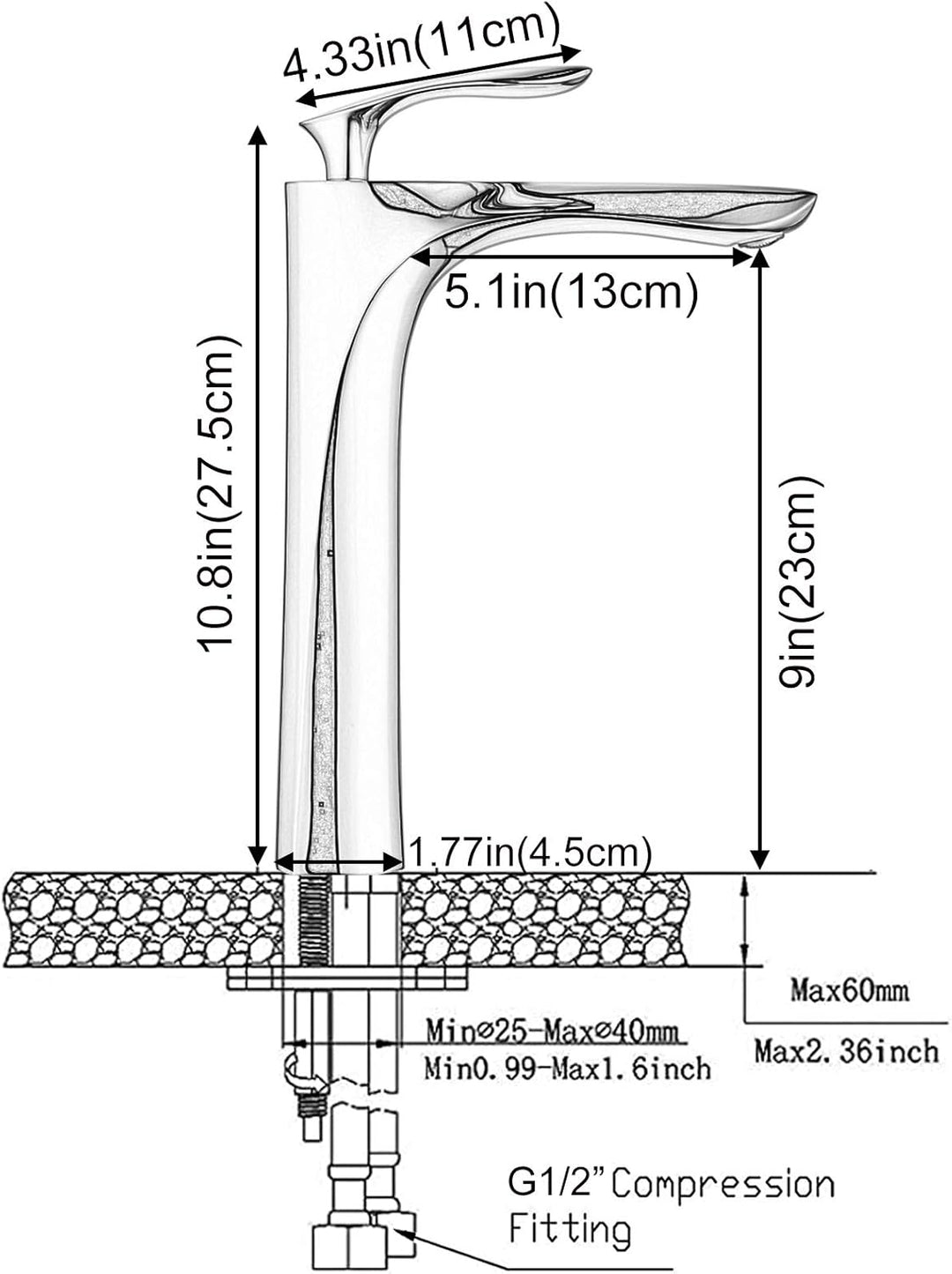Hoch Wasserhahn Bad Waschtisch Armatur Waschbecken Mischbatterie Einhebelmischer Gold Waschtischarma