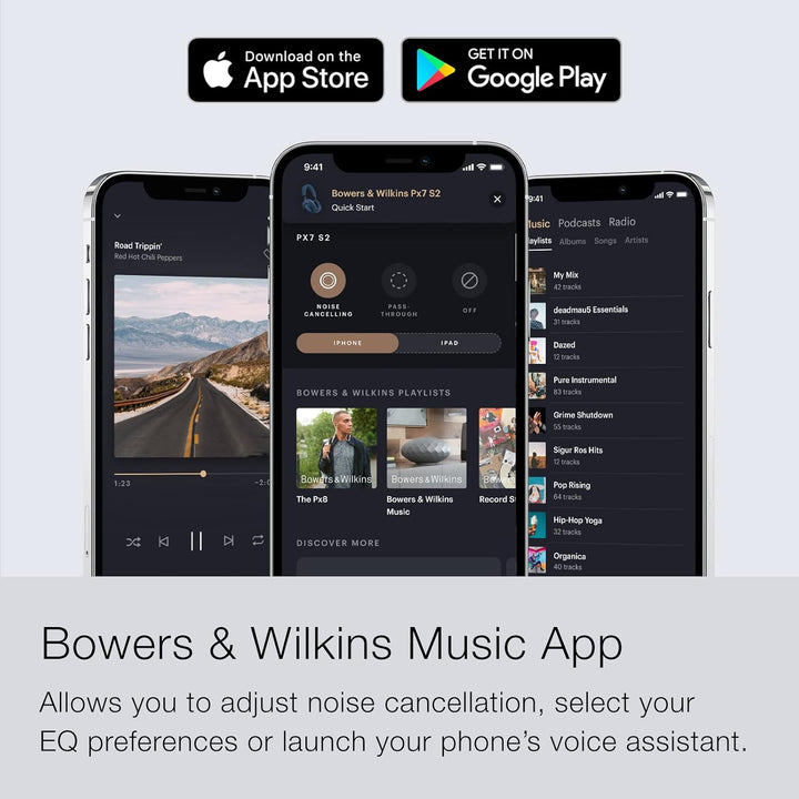Bowers & Wilkins Px7 S2 Bluetooth Noise Canceling Headphones, Wireless, Qualcomm aptX™ Adaptive & Fa