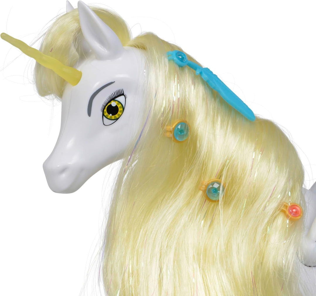Simba 109480093 - Mia and Me Einhorn Onchao, mit beweglichen Flügeln, Haarclips, Bürste zum Frisiere