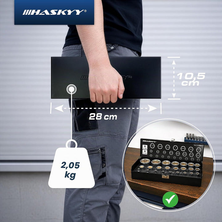 24tlg Zoll Stecknüsse I Harley-Zoll-Steckschlüssel I 5/32" - 1.1/4" Nusskasten I Werkzeug Satz I Har