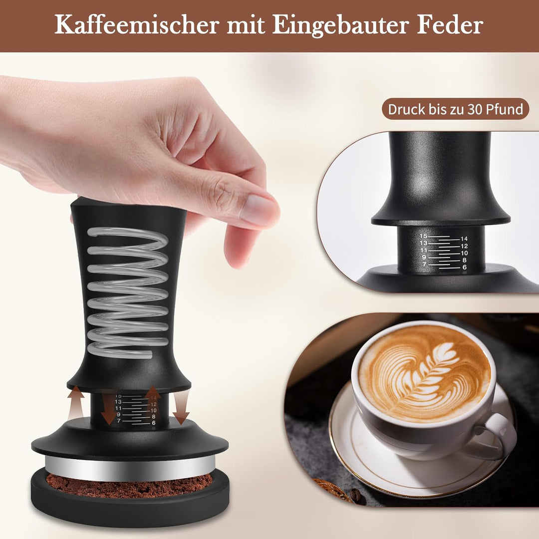 KaffeeTamper 51mm Set, Kaffee Tamper Edelstahl Base, mit 6 feinen Espressonadeln, Espresso Kaffee Ta