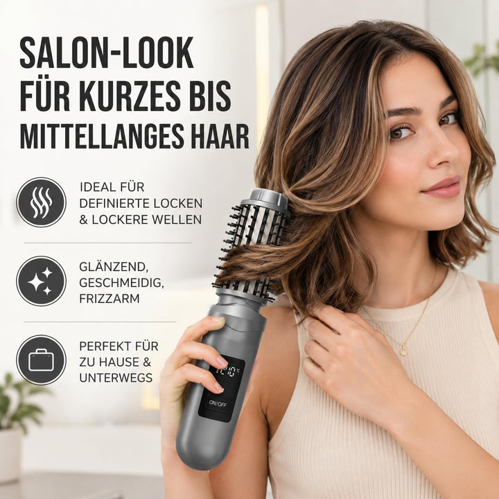 Thermobürste, Wiederaufladbar Lonische Lockenbürste für definierte Locken & Wellen, 3 Temperaturstuf