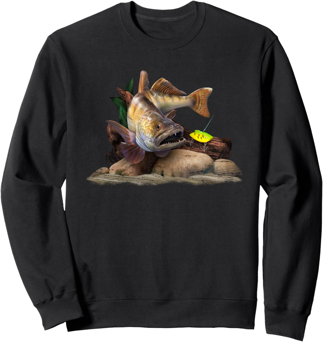 Raubfisch Shirt für Zander Hecht Barsch Forelle Angler Sweatshirt