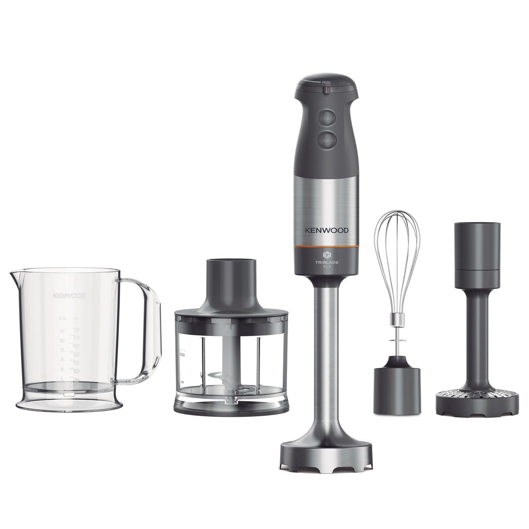 Kenwood Triblade XL HBM60.307GY Stabmixer inkl. Schneebesen, Messbecher, Kartoffelstampfer & Zerklei