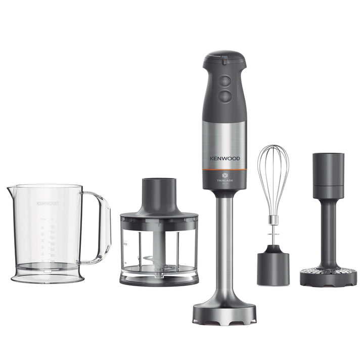 Kenwood Triblade XL HBM60.307GY Stabmixer inkl. Schneebesen, Messbecher, Kartoffelstampfer & Zerklei