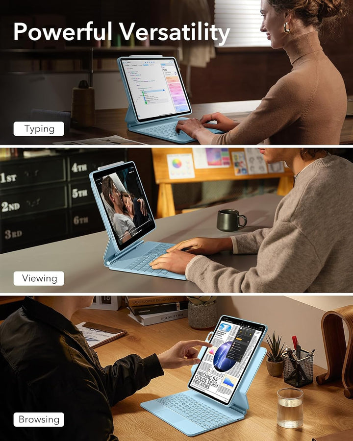 ESR iPad Pro 13 Zoll (M5/M4, 2025/2024) Hülle mit Tastatur, Tastaturhülle mit Einzustellendem Magnet