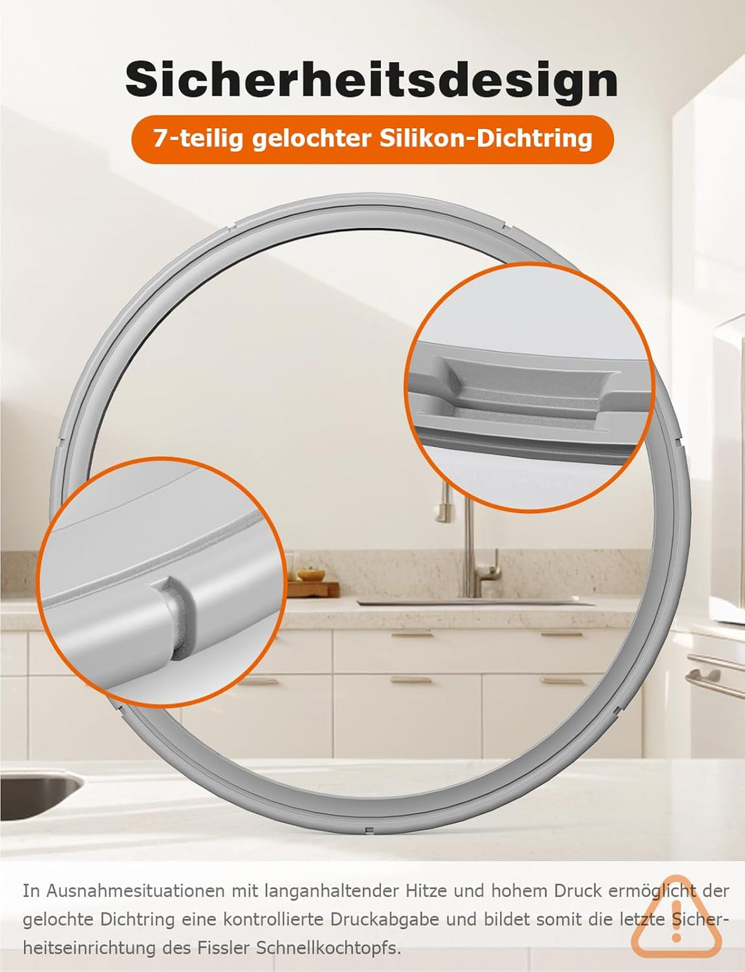Mellbree 22 cm Dichtungsring für Fissler | 600-000-22-795/0 - Ersatz Dichtung für Fissler Vitaquick,