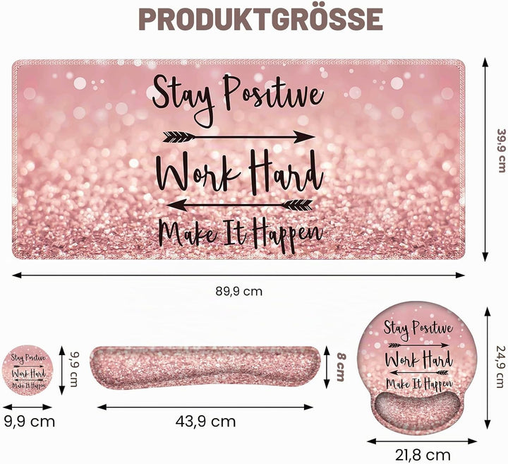 ToLuLu Tischmatte, XXL grosses Mauspad Handgelenkstützen-Set, 4 in1 Gaming-Mauspad Tischpad + ergono