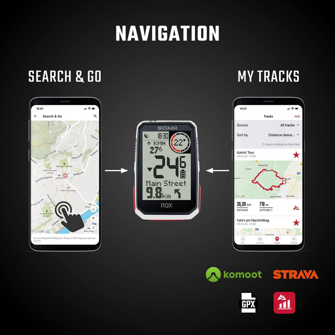 SIGMA Sport ROX 4.0 White| Fahrradcomputer kabellos GPS & Navigation inkl. GPS Halterung | Outdoor G