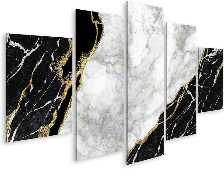 islandburner Bild auf Leinwand Luxus Abstrakter Hintergrund Schwarz Weisser Marmor Mit Goldenen Ader