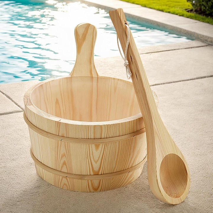 Sauna Eimer und Schöpfkelle,Sauna Wellness-Zubehör | Wasserdicht Eimer 4L Saunazubehör Dampfbad Gart