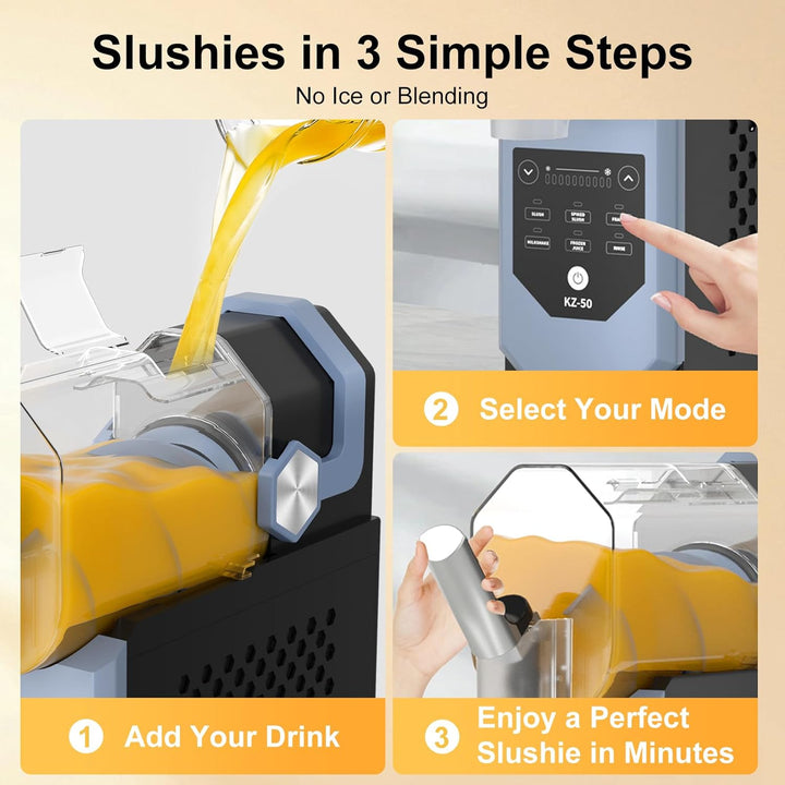 Macchiatto Slush Maschine, 5-in-1 Eismaschine mit LED-Display, 6 Programme & Ein-Knopf-Bedienung für