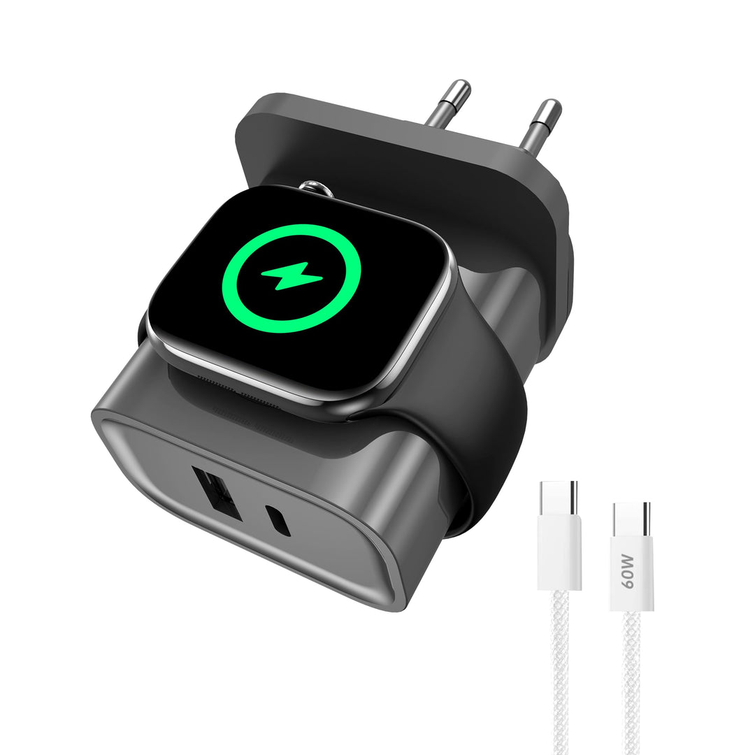 3-in-1-Ladegerät für Apple Watch,PD 25 W Dual-Port-Wandladegerät für iPhone, USB-C-Schnellladung, un
