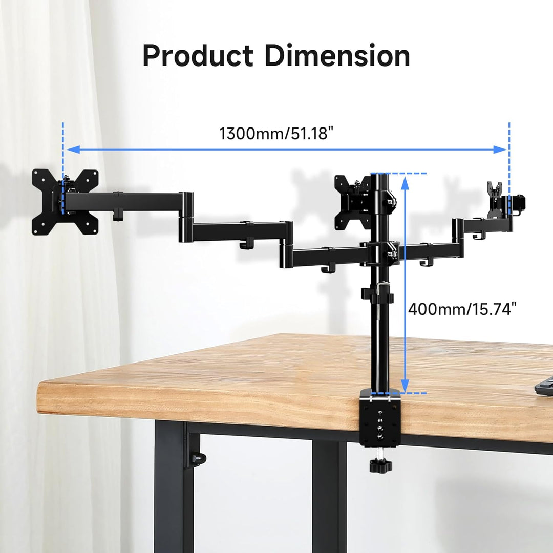 suptek Triple Monitorhalterung für 3 Bildschirme, Dreifach Monitor Tischhalterung Verstellbarer 3 Fa