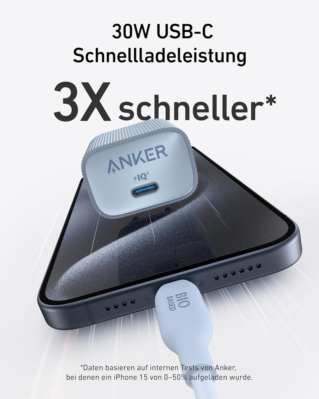 Anker Nano USB C Netzteil, 30W High-Speed USB C Ladegerät, PIQ 3.0 und PPS Schnellladeleistung, Komp