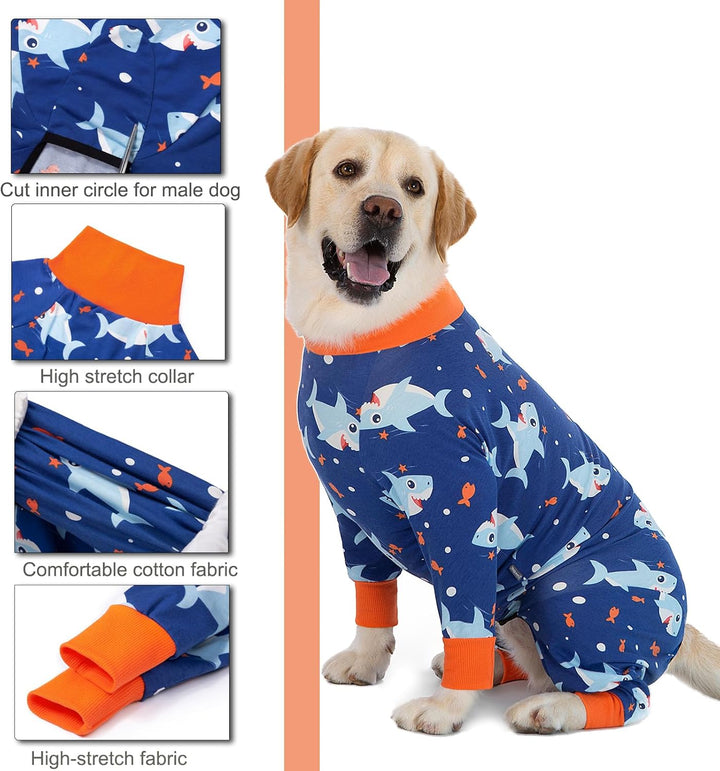 Yeapeeto Einteiler für Hunde, zur Erholung, für grosse und mittelgrosse Hunde, Schlafanzug, Ganzkörp
