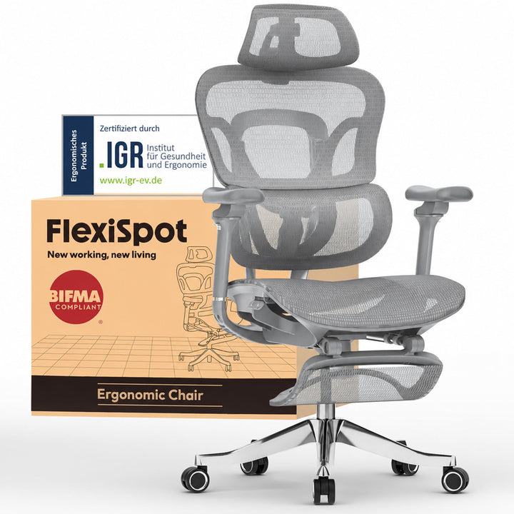 FLEXISPOT Ergonomischer Bürostuhl ErgoX Max Grau M2 (Grau) ErgoX ErgoX Max, M2 (Grau) ErgoX ErgoX Ma