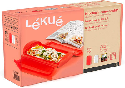 Lékué Dampfbox-Set 1,2 Personen + spanisches Rezeptbuch, 1,2 Personen