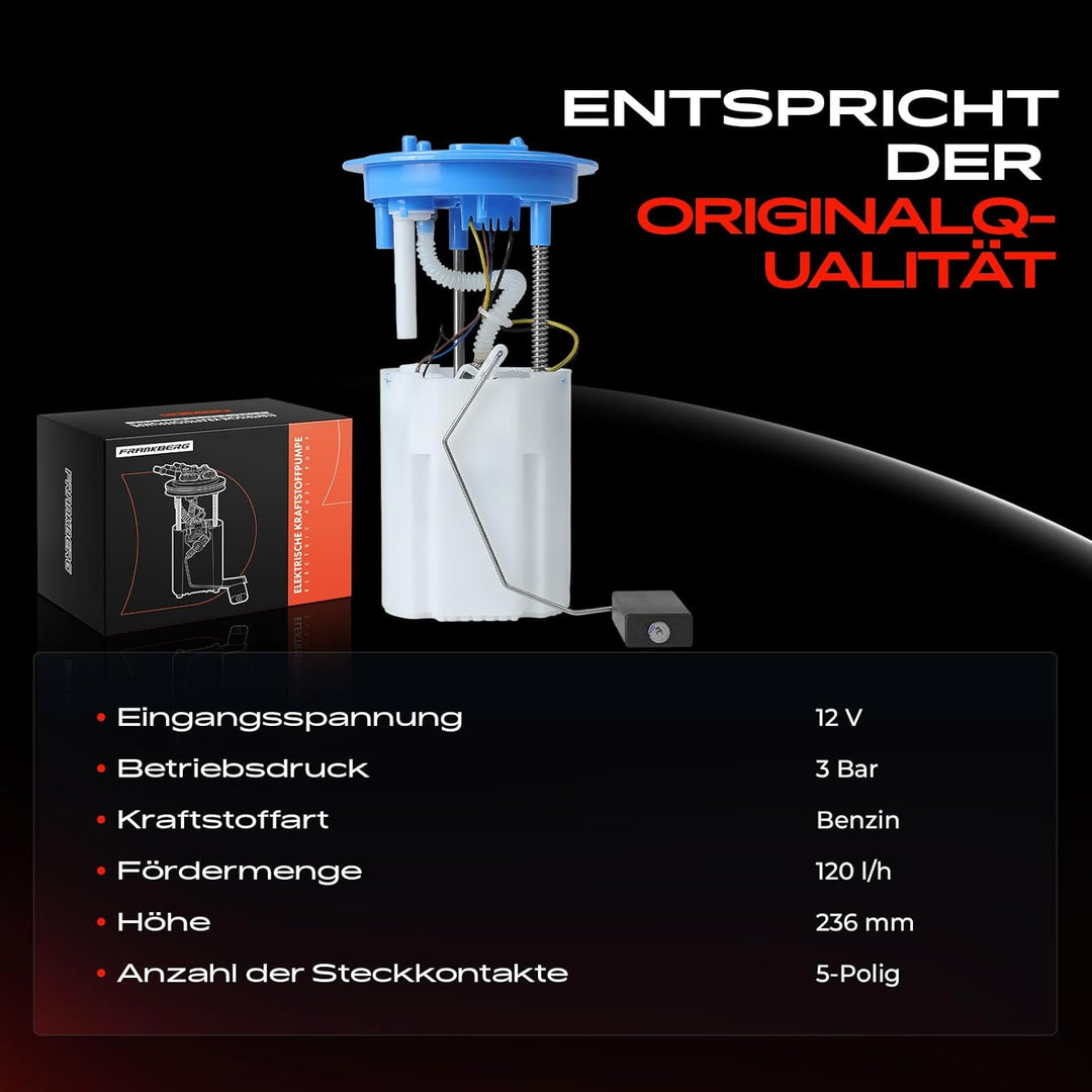 Frankberg Kraftstoffpumpe Benzinpumpe Kraftstoff-Fördereinheit Modul Satz ohne Drucksensor 5-Polig K