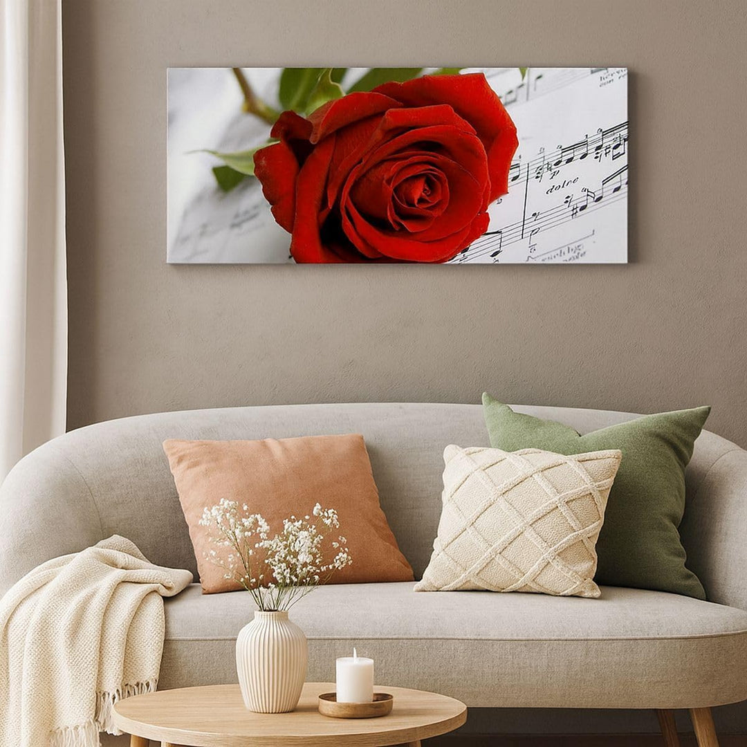 Wandbilder Dekoration Wohnzimmer Musik Rose Dekoration romantisch Panorama Bilder auf Leinwand 120x5