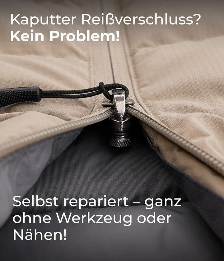 munkees® Reissverschluss Zipper Reparatur Set [2 St. Silber] - Universell anwendbar & kinderleicht -