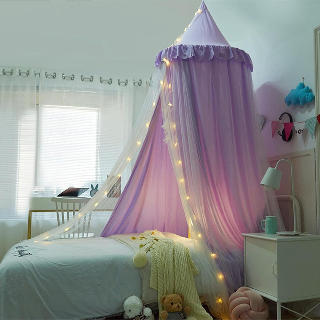 Betthimmel für Mädchen Doppelschicht Prinzessin Runder Kuppel Kinder Träumendes Moskitonetz Bettwäsc
